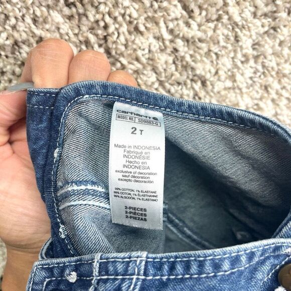 Carhartt Shortalls Baby 2T Denim Blue Jean and White Polka Dot - Picture 5 of 5